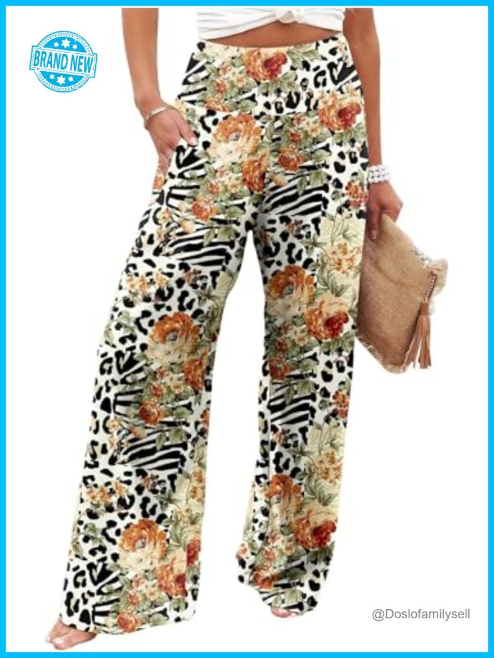 Women's Palazzo Lounge Pants Wide Leg High Waist Flowy Trousers with Pockets